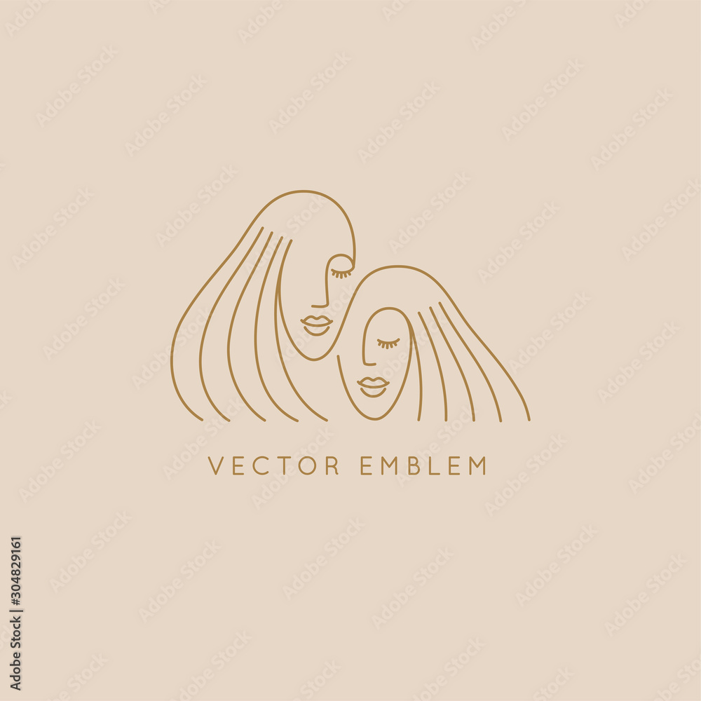 Vector abstract logo design template in trendy linear minimal style ...