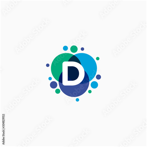 initial letter D with dot abstract logo designs. molecule Logo design , Lab Logo Design Element , Design Vector with Dots concept. - VECTOR