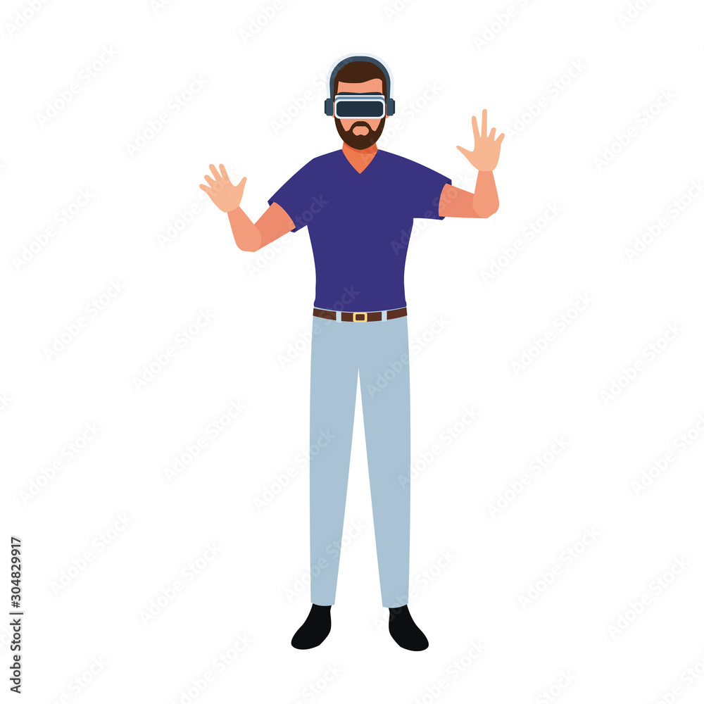 man using technology of augmented reality vector design man using technology of augmented reality vector design