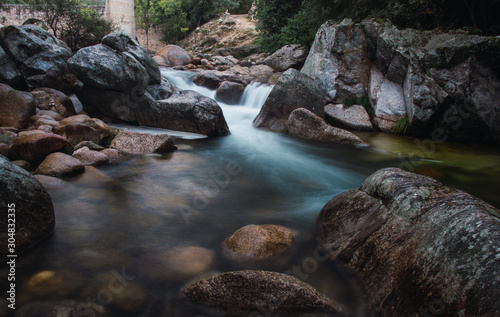 River running between stones.