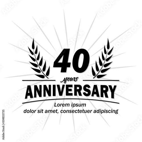 40 years logo. Forty years anniversary vector and illustration design template.