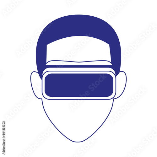 man using technology of augmented reality vector design
