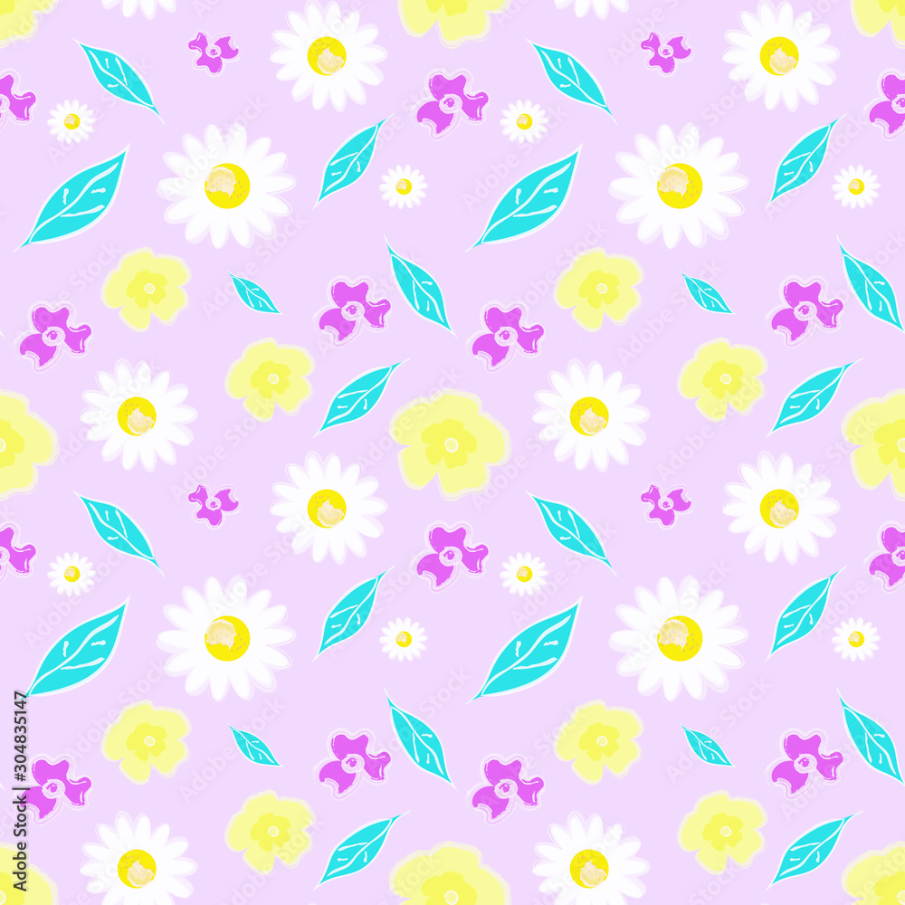 summer flowers floral seamless pattern. Background for for fabrics, textiles, paper, wallpaper.Vintage style.Floral ornament