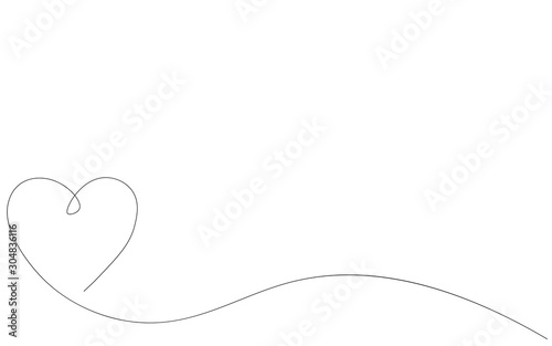 Valentine day background heart line drawing vector illustration