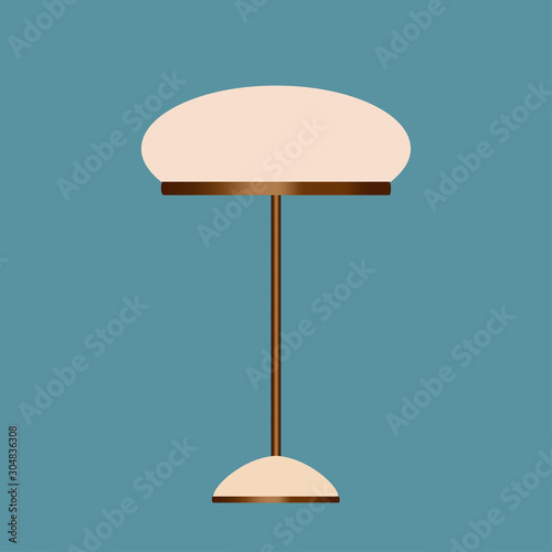 Antique lamp with white glass shade on blue background