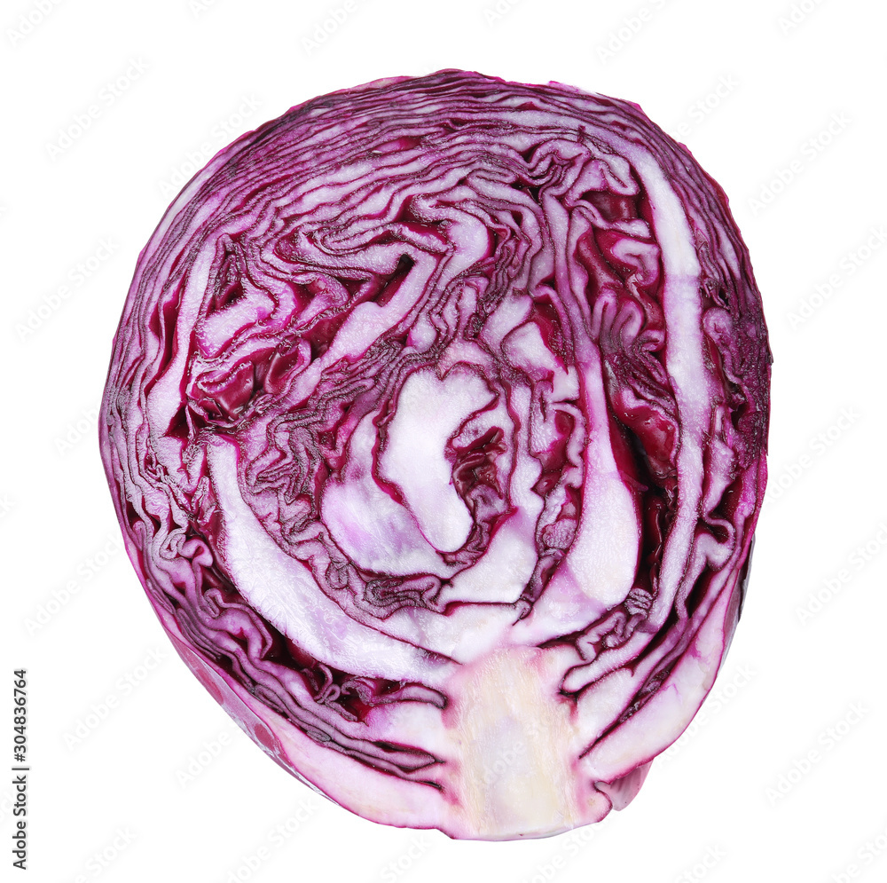 Obraz premium Fresh ripe red cabbage isolated on white