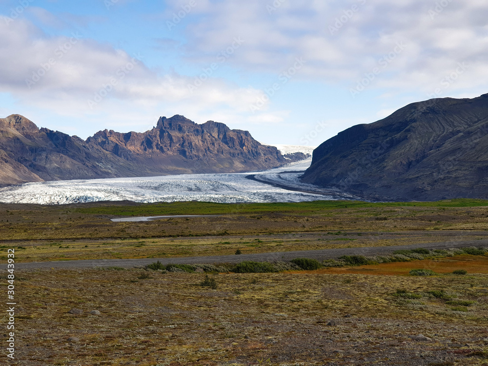 Glacier in autumn landscape in Iceland 