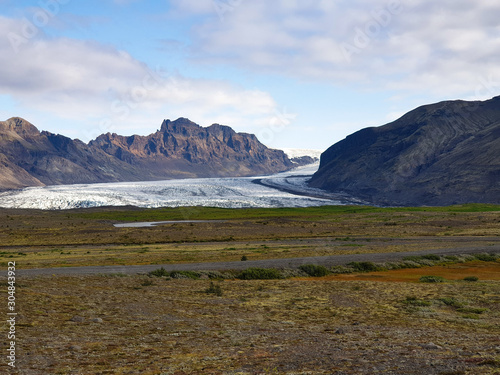 Glacier in autumn landscape in Iceland 