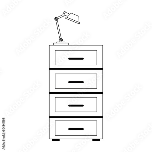 file cabinet with desk lamp icon