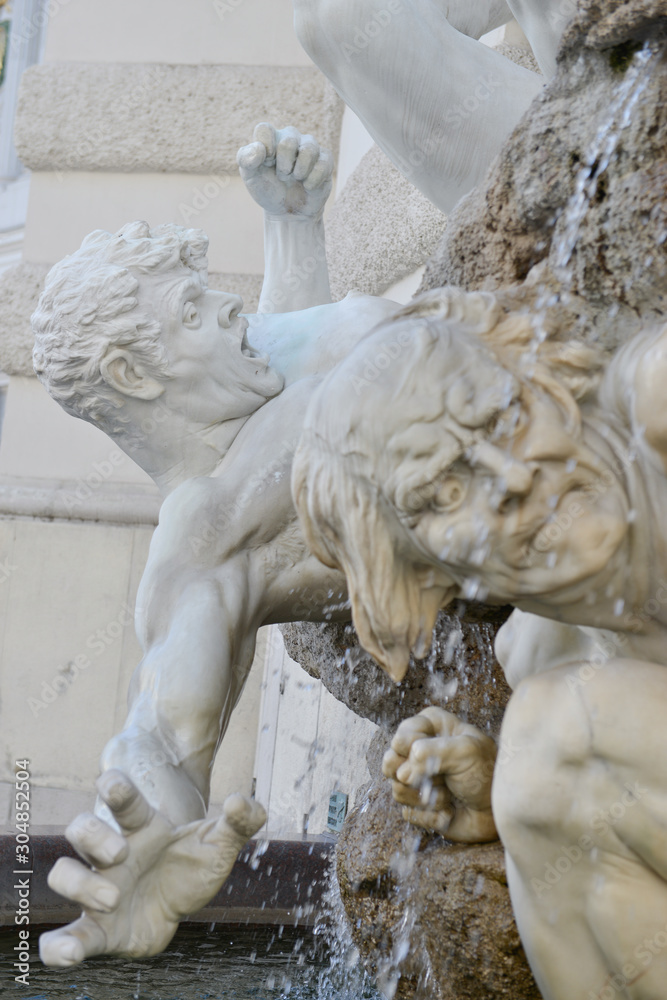 The Water Fountains at the Michaelerplatz, Wien, Austria.