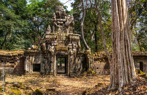 Travel concept. Beautiful view of ancient mysterious ruin in amazing Angkor, Siem Reap, Cambodia. Angkor is a popular tourist attraction.Artistic picture. Beauty world.