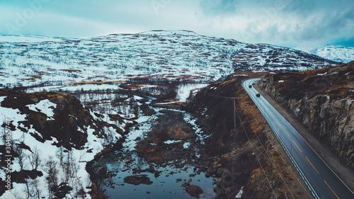 Aerial photo on a mountain in Norway