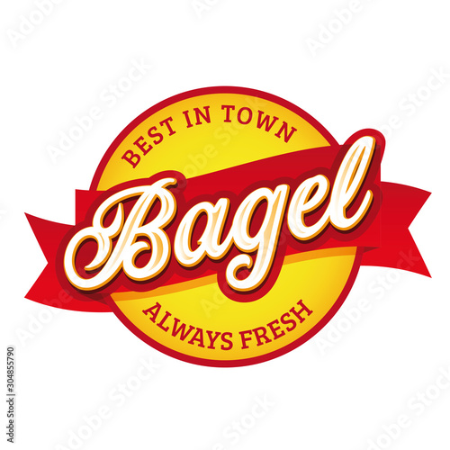 Vitage Bagel sign label lettering