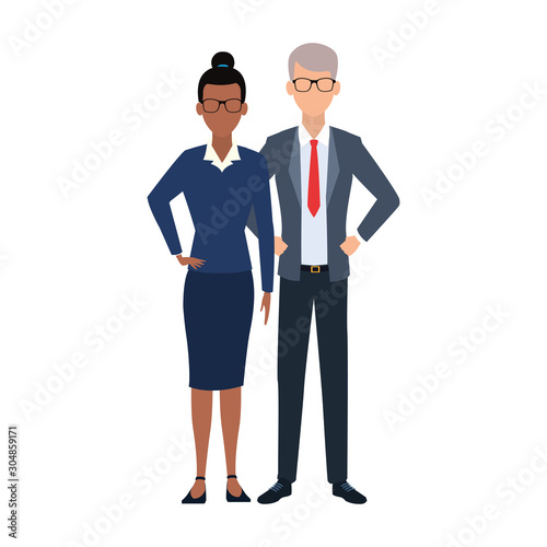 adult business couple icon, colorful design