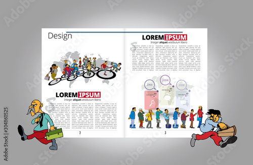 Business magazine, brochure layout with economy subject, vector