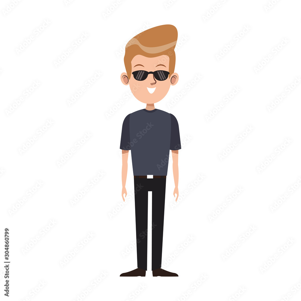 cartoon cool guy with sunglasses