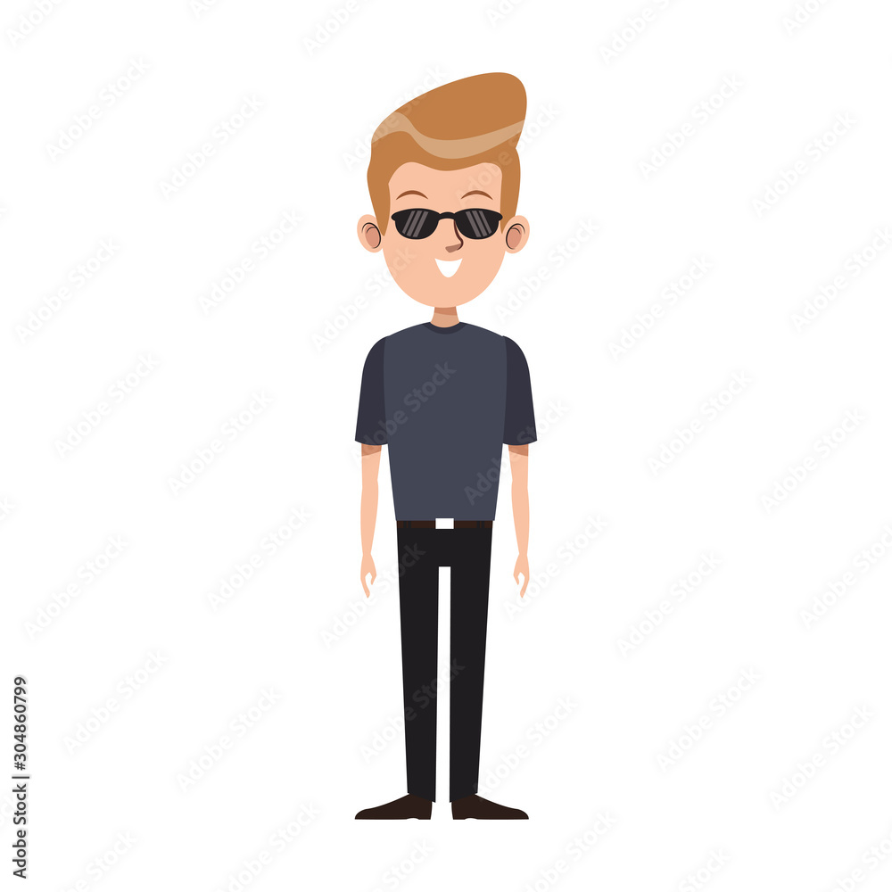 cartoon cool guy with sunglasses cartoon cool guy with sunglasses