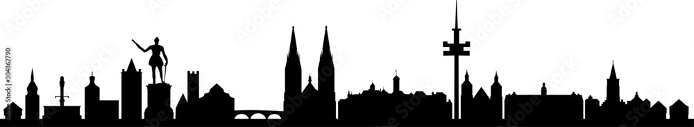 Regensburg City Skyline Vector Silhouette