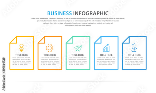 business infographic template, flat design concept with 5 option or step, vector eps 10
