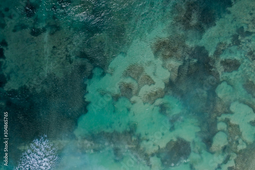 Aerial view of an underwater reefs in Grand Turk in Caribbean