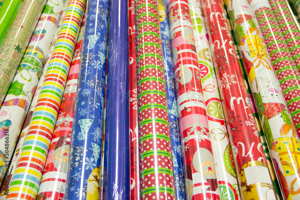 rolls Christmas wrapping paper at store for sale rolls Christmas wrapping paper at store for sale