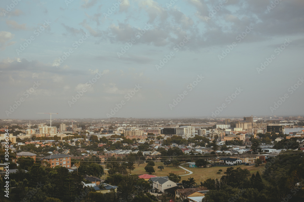 Fototapeta premium aerial view of the city， Newcastle， Australia