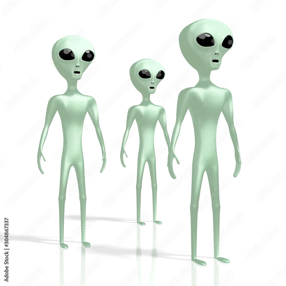 Green aliens, extraterrestrials - 3D rendering Green aliens, extraterrestrials - 3D rendering