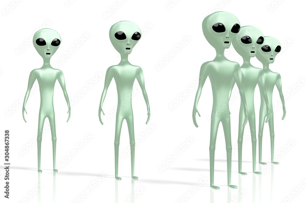 Green aliens, extraterrestrials - 3D rendering Green aliens, extraterrestrials - 3D rendering