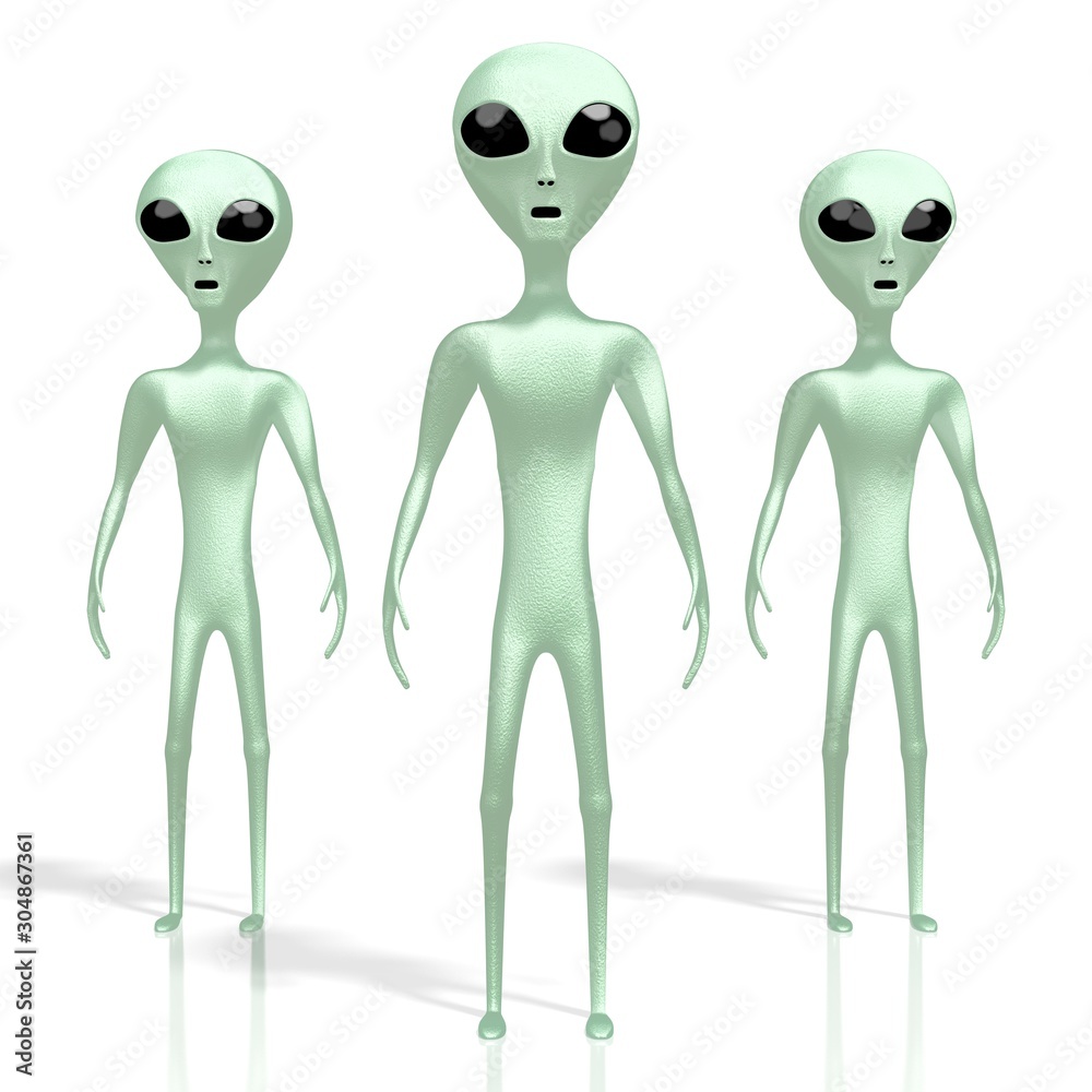Green aliens, extraterrestrials - 3D rendering Green aliens, extraterrestrials - 3D rendering