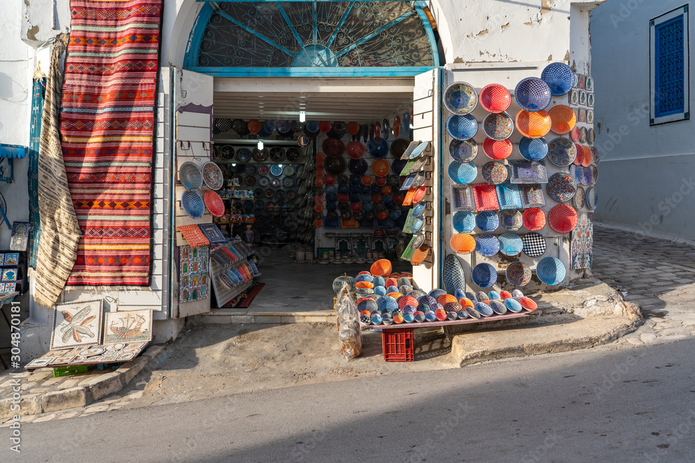 Sidi bou said market shop in Tunisia north Africa 