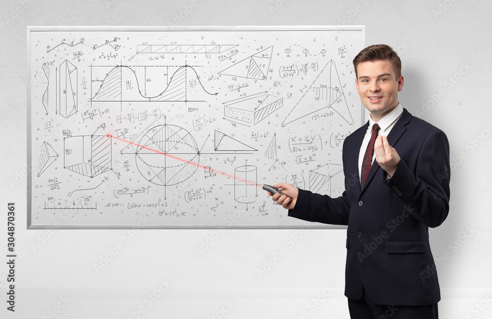 Professor with laser pointer teaching geometry Professor with laser pointer teaching geometry