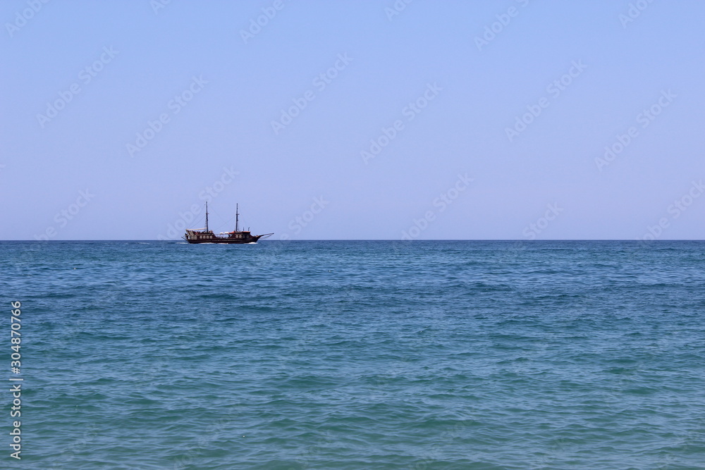 Historical boat in the ocean