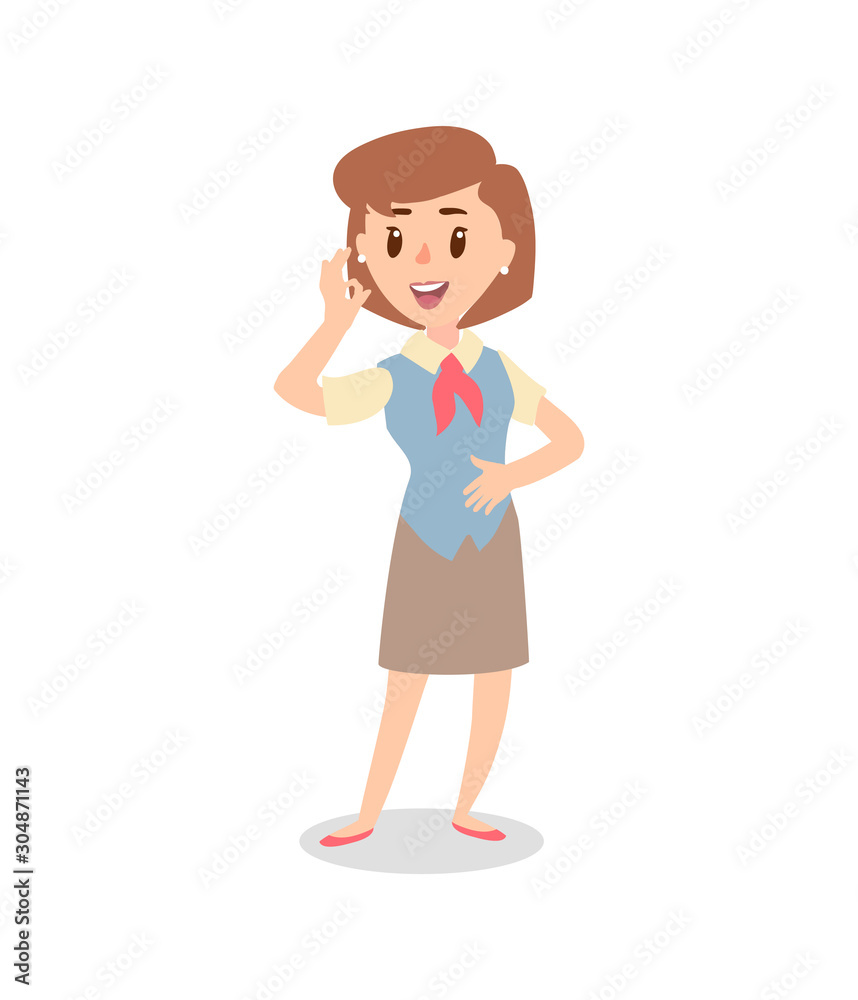 Businesswoman character set. Animate character. Female personage constructor. Different woman postures. Vector set personage.