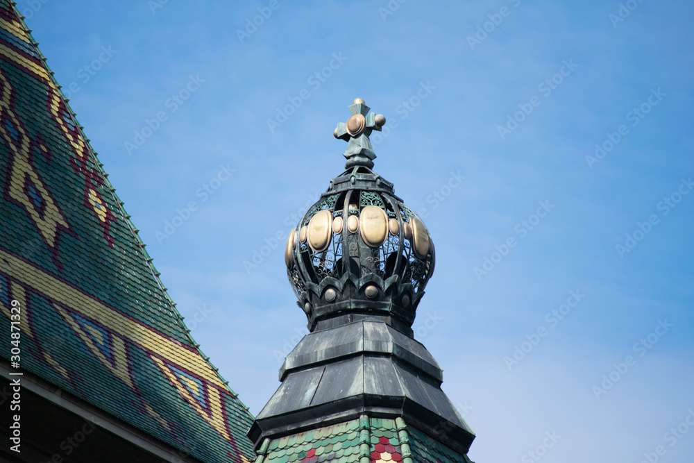 detail on the tower of The Orthodox Cathedral of Timisoara in Romania