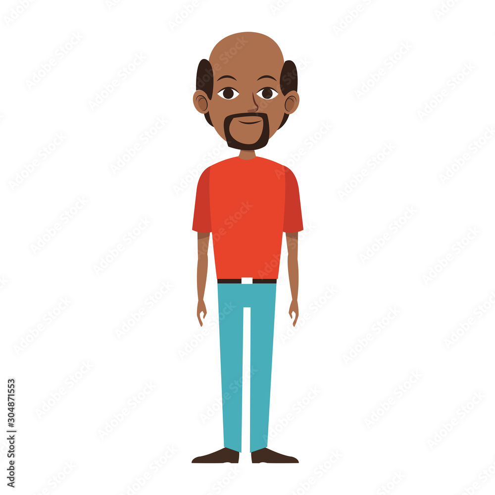 cartoon afro old man standing icon cartoon afro old man standing icon