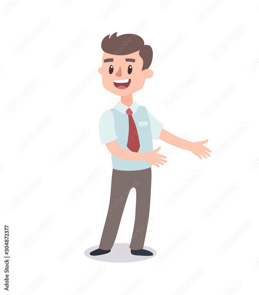 Businessman character set. Animate character. Male personage constructor. Different man postures. Vector set personage.