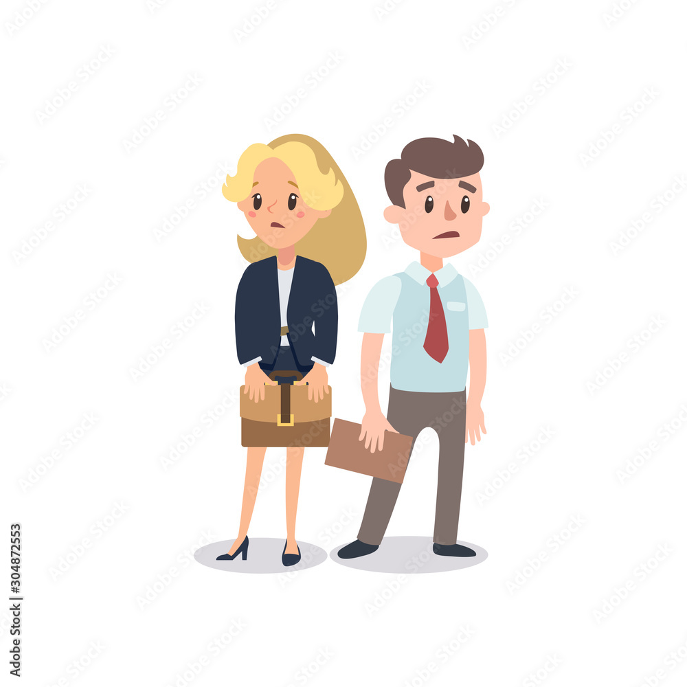 Man and woman present a project. Vector illustration with cartoon characters. Team building. Leadership. Management. Successful team. Man and woman present a project. Vector illustration with cartoon characters. Team building. Leadership. Management. Successful team.