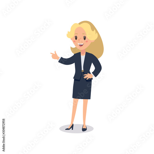 Businesswoman character. Animate character. Young lady personage constructor. Different woman postures. Vector set personage.usinesswoman working character design set. Vector design.