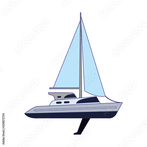 sailboat icon, flat design