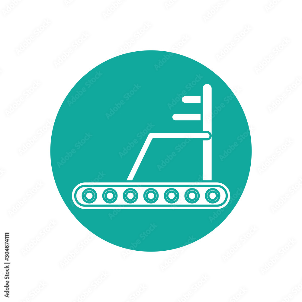 Isolated gym treadmill icon block line design Isolated gym treadmill icon block line design