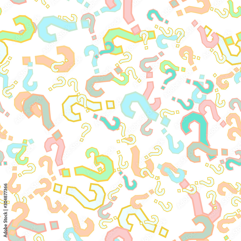 Quiz seamless pattern. Question marks, doubt, faq