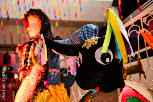 carnival party in brazil, June celebration in brazil, cultural festival, religious celebration , boom my ox, black ox with ribbons, carnival decoration, Rio de Janeiro
