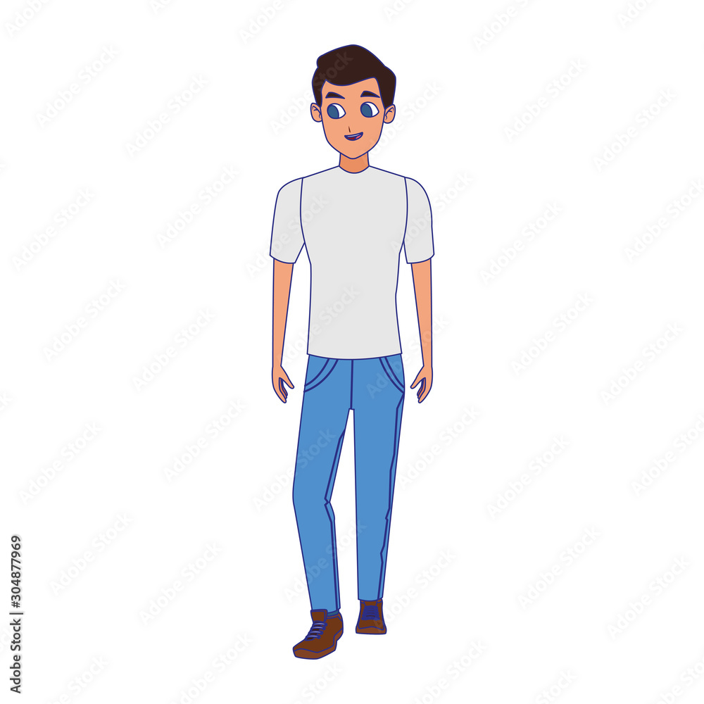 young man wearing casual clothes, colorful design young man wearing casual clothes, colorful design