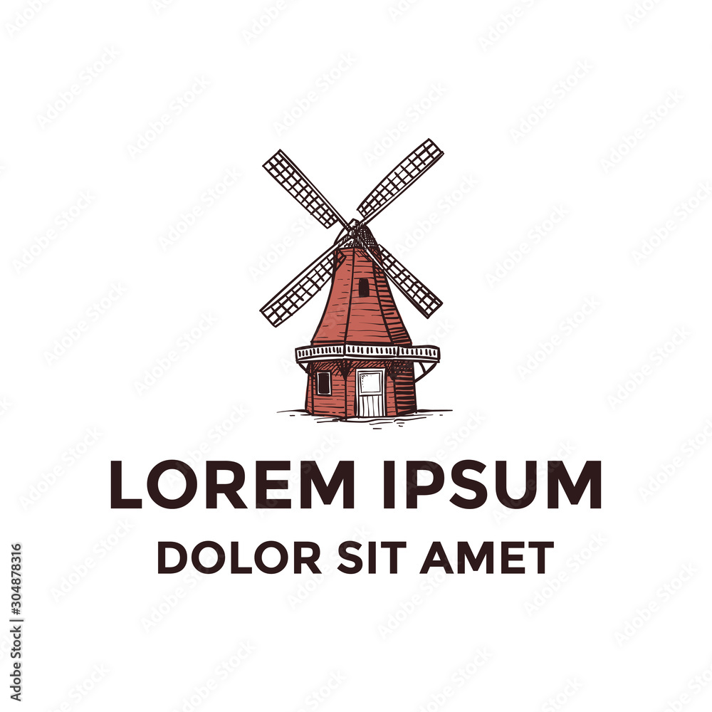 Old wood windmill logo design Old wood windmill logo design