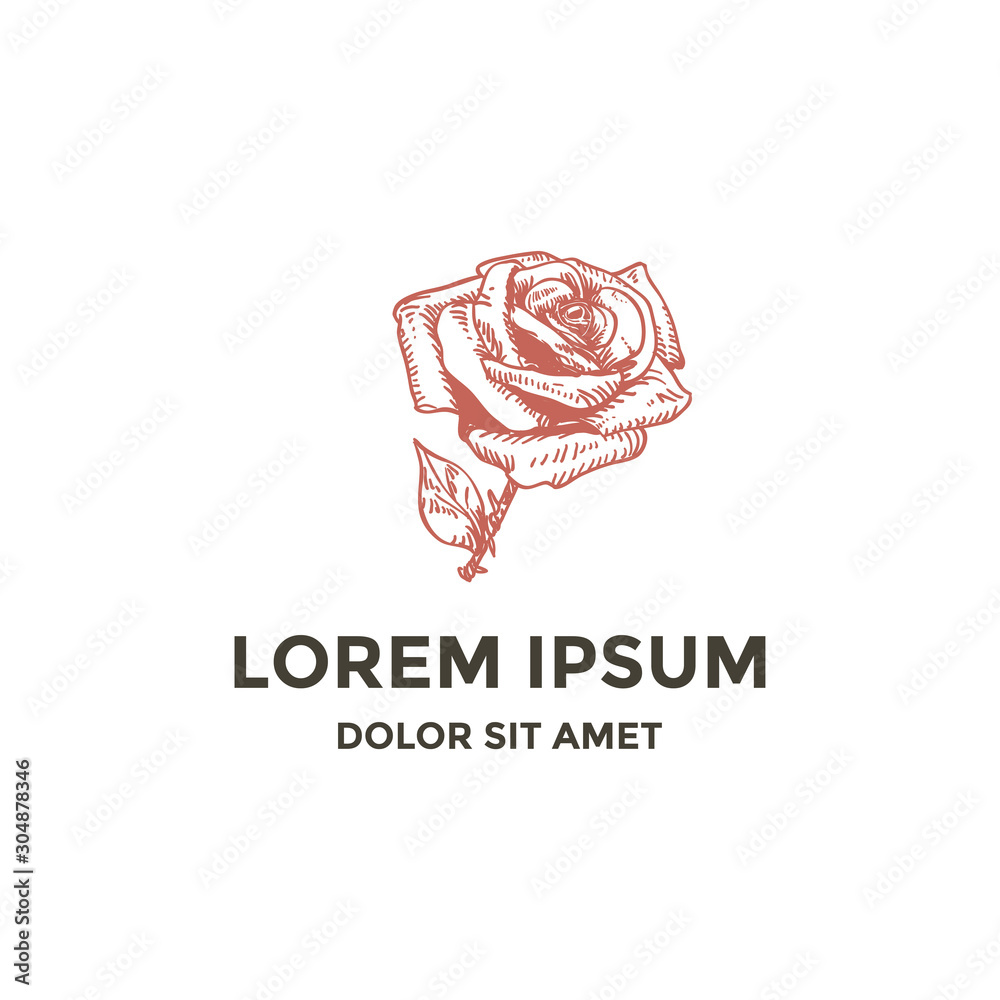 © lineandcircle - Beauty vintage red rose logo © lineandcircle - Beauty vintage red rose logo