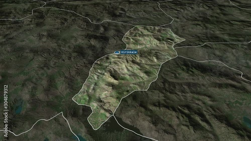 Kirikkale - province of Turkey with its capital zoomed on the satellite map of the globe. Animation 3D photo