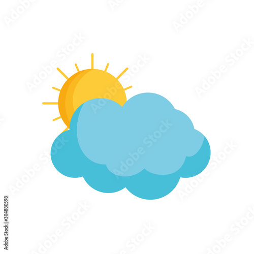 summer sun with clouds fill style
