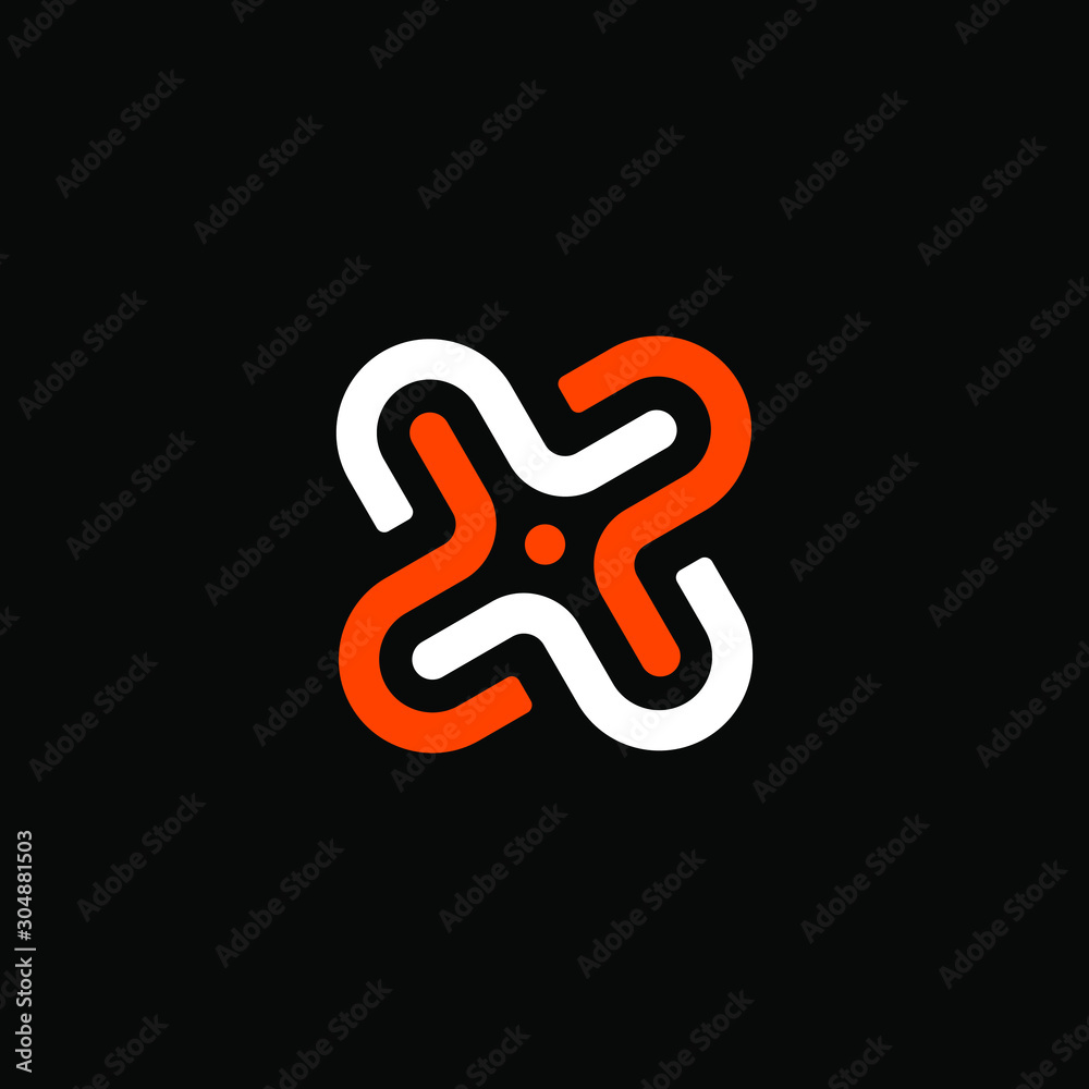 Obraz premium Initial letter d p logo template with circle x shape in flat design illustration