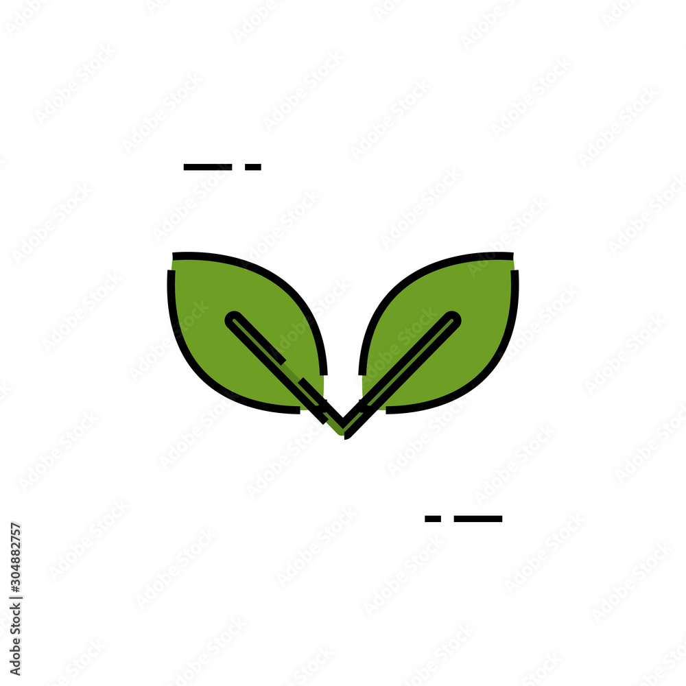 Isolated leaves icon fill design Isolated leaves icon fill design