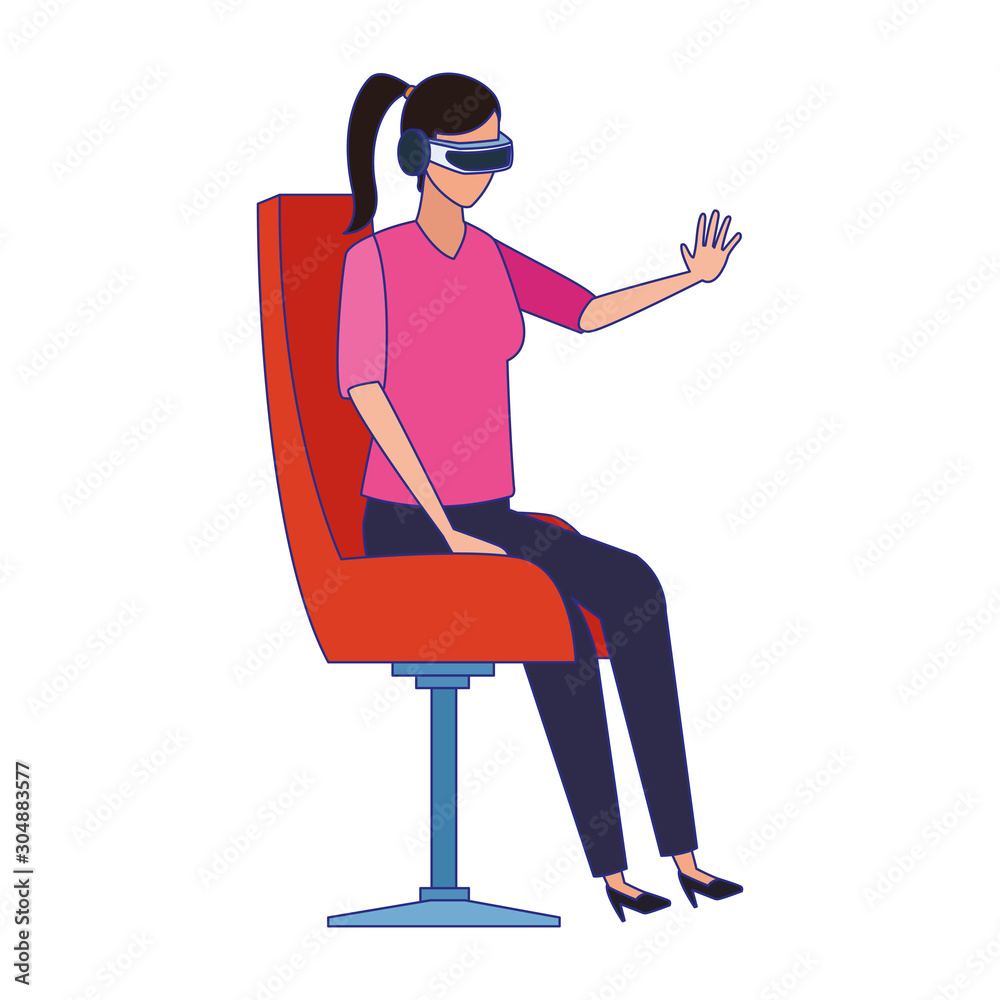 Fototapeta premium woman using technology of augmented reality vector design